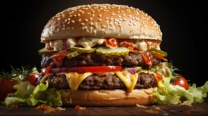 vecteezy delicious cheeseburger with sesame seed bun 54365681 optimized